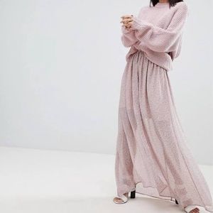 NWT French Connection Elao Pink Sheer Maxi Skirt 0